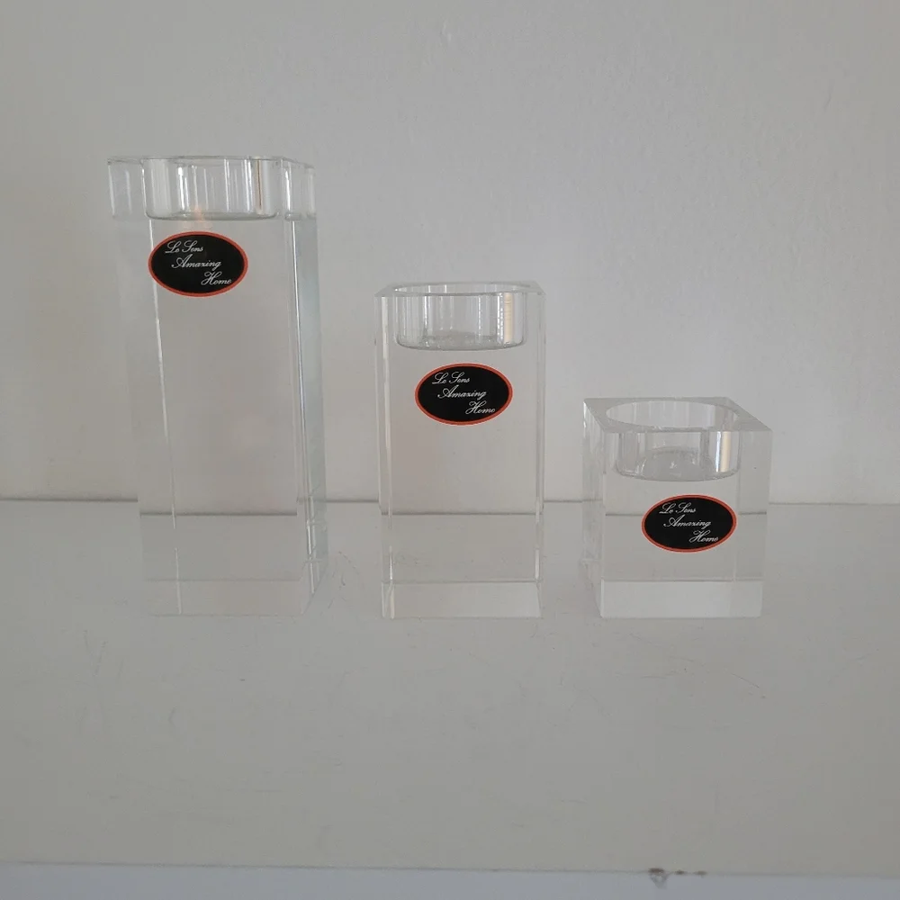 Le Lens Amazing Home Crystal Modern Candle Holders Set Of 3